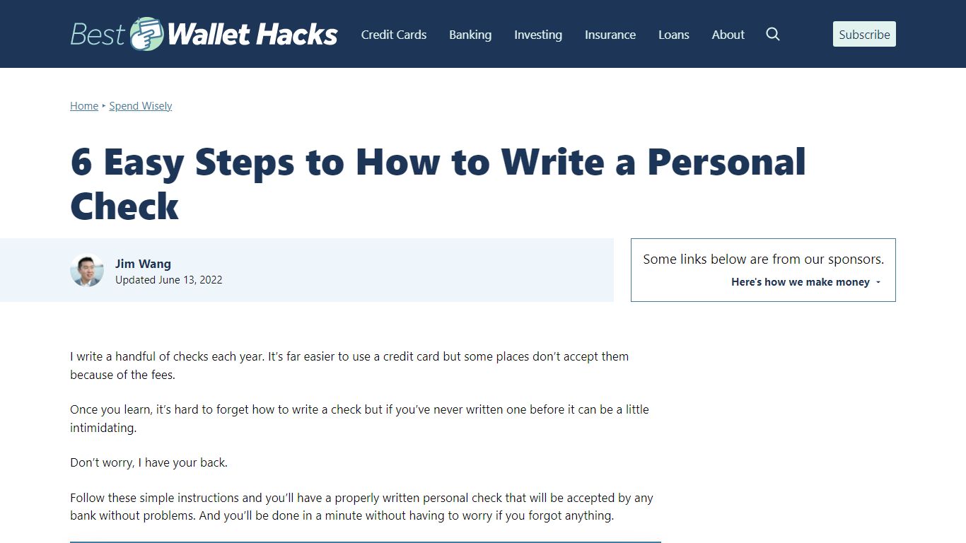 6 Easy Steps to How to Write a Personal Check - Best Wallet Hacks